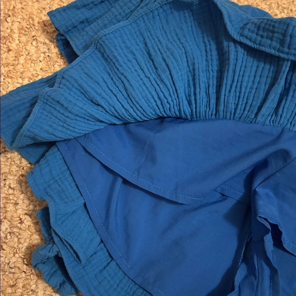 Blue Ruffled Strapless Romper - Picture 3 of 3